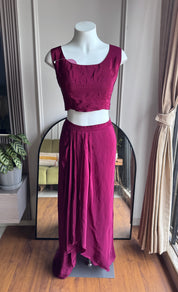 Kirti Handwork Skirt With Jacket Style - Maroon