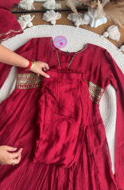 Shashi chunnat sleeve anarkali Dress- Maroon(Preorder 20 days)