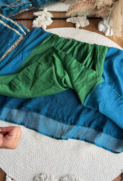Priya Dual Tone Dress- Blue with Green
