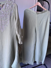 Shakti Handwork Dress- Dusty Green