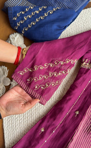Suri Handwork Mul Chanderi Dress-Wine