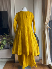 Kashish pure mul Chanderi plazoo dress- Yellow