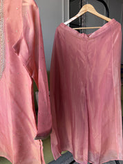 Apurva Handwork Zardoshi Work Plazzo Set- Peach (Make To Order)
