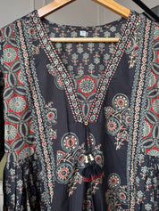 Usha Ajrakh  Cotton Dress- Black