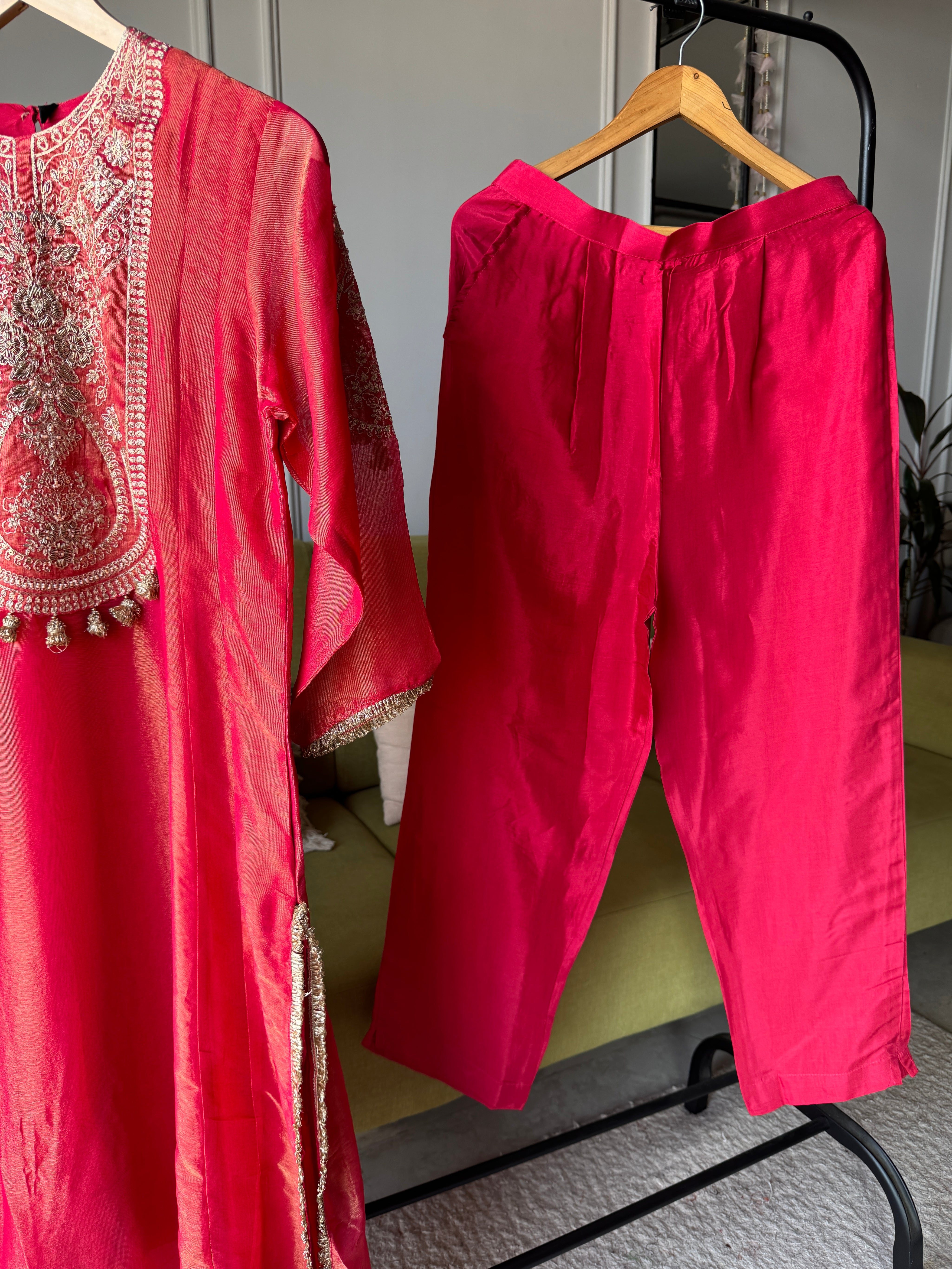 Lisha Tissue Aline Dress- Rust