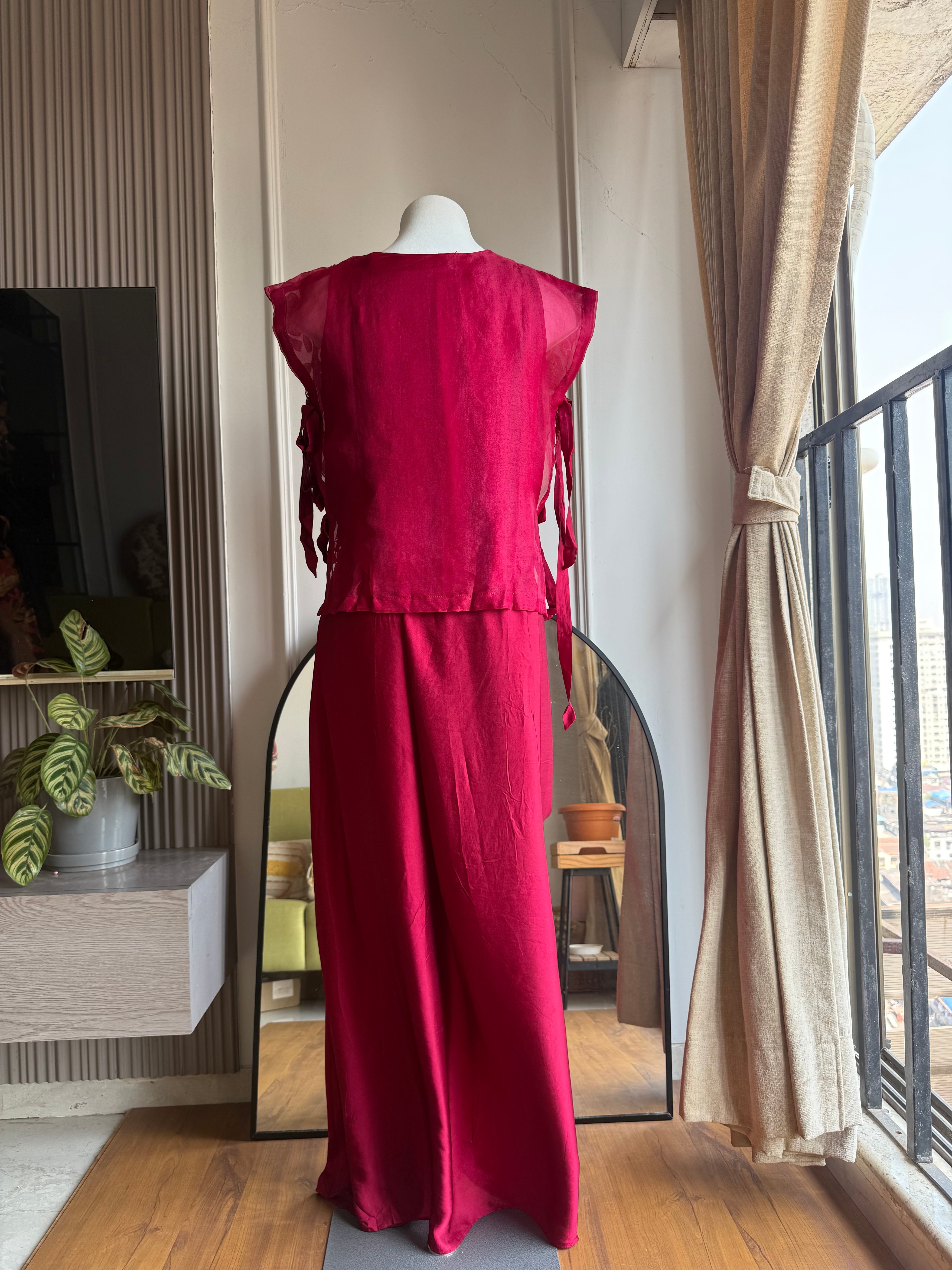 Sonali  (cowl skirt patch work)- Hot Red