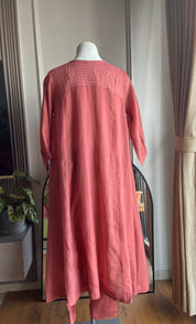 Yukti Handwork Mul Chanderi Dress- Baby Pink