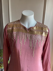 Rakshita crepe silk sequin work Coords (mauve)