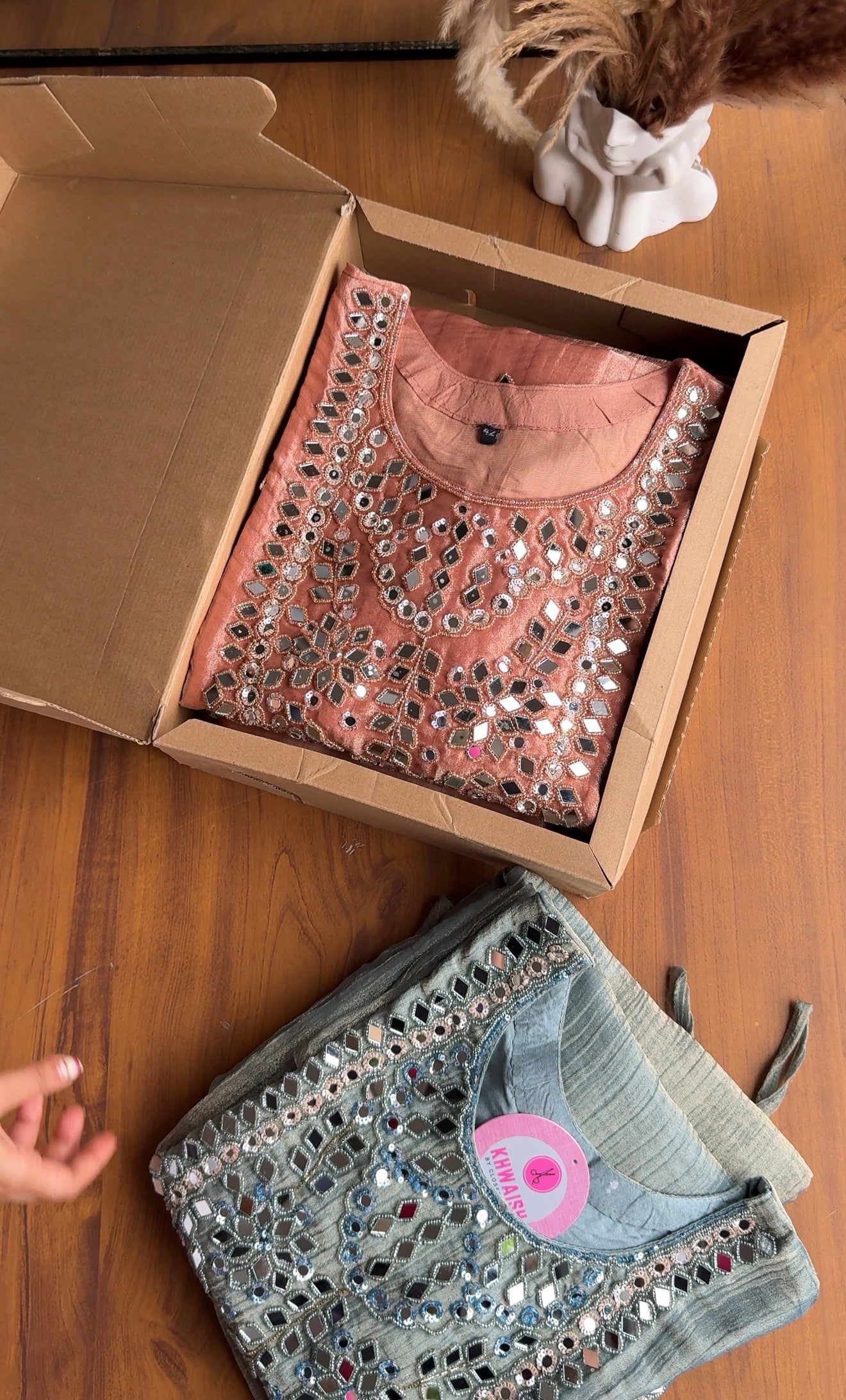 Jasmine Mirror Work Short Kurta Dress-