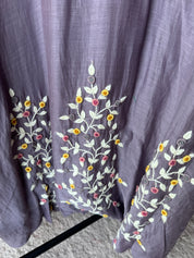 Vaishali Embroided Mul Chanderi Dress- Grey