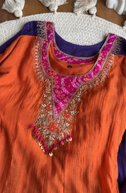 Roshini Bandhej Anarkali Dress- Orange