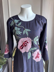 Hema Embroided  Cut Work Dress- Dark Purple