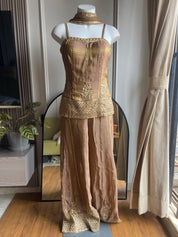 Shaurya Padded Corset Style Top With Sharara and Dupatta- Grey