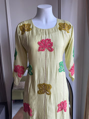 Jasmine Embroided Dress- Dusty Yellow