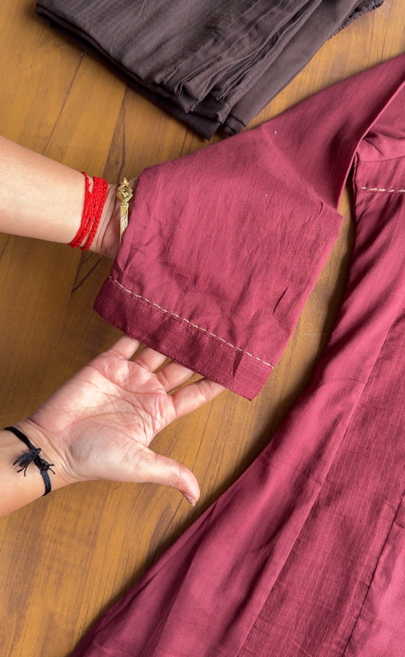 Mul cotton Dress- Maroon