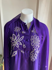 Brinda Cut Work Dress-Purple