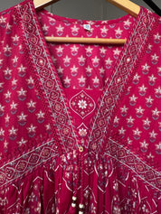 Niyati Cotton Anarkali Dress-Pink
