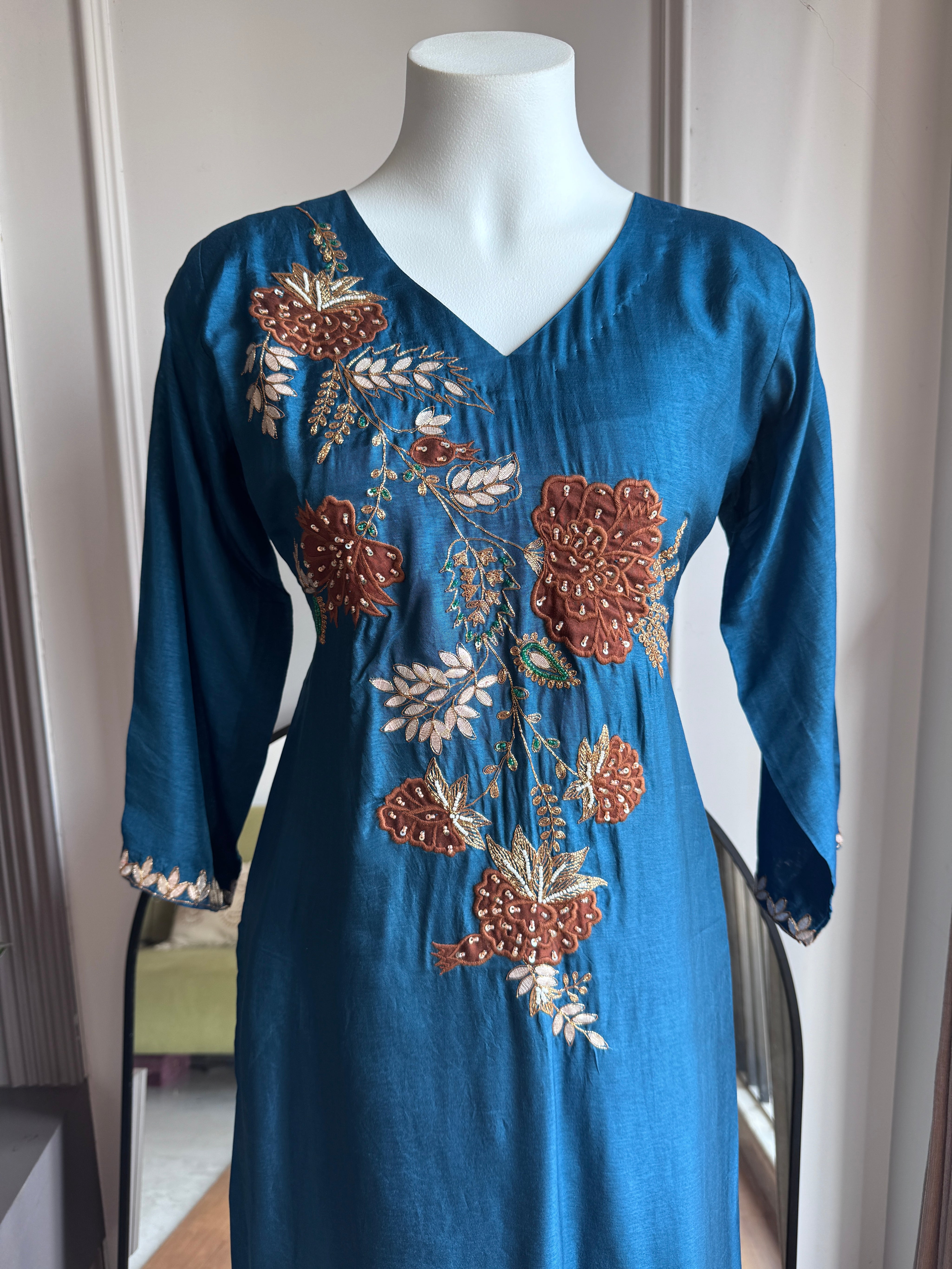Kanak Multi Colour Handwork Dress- Blue