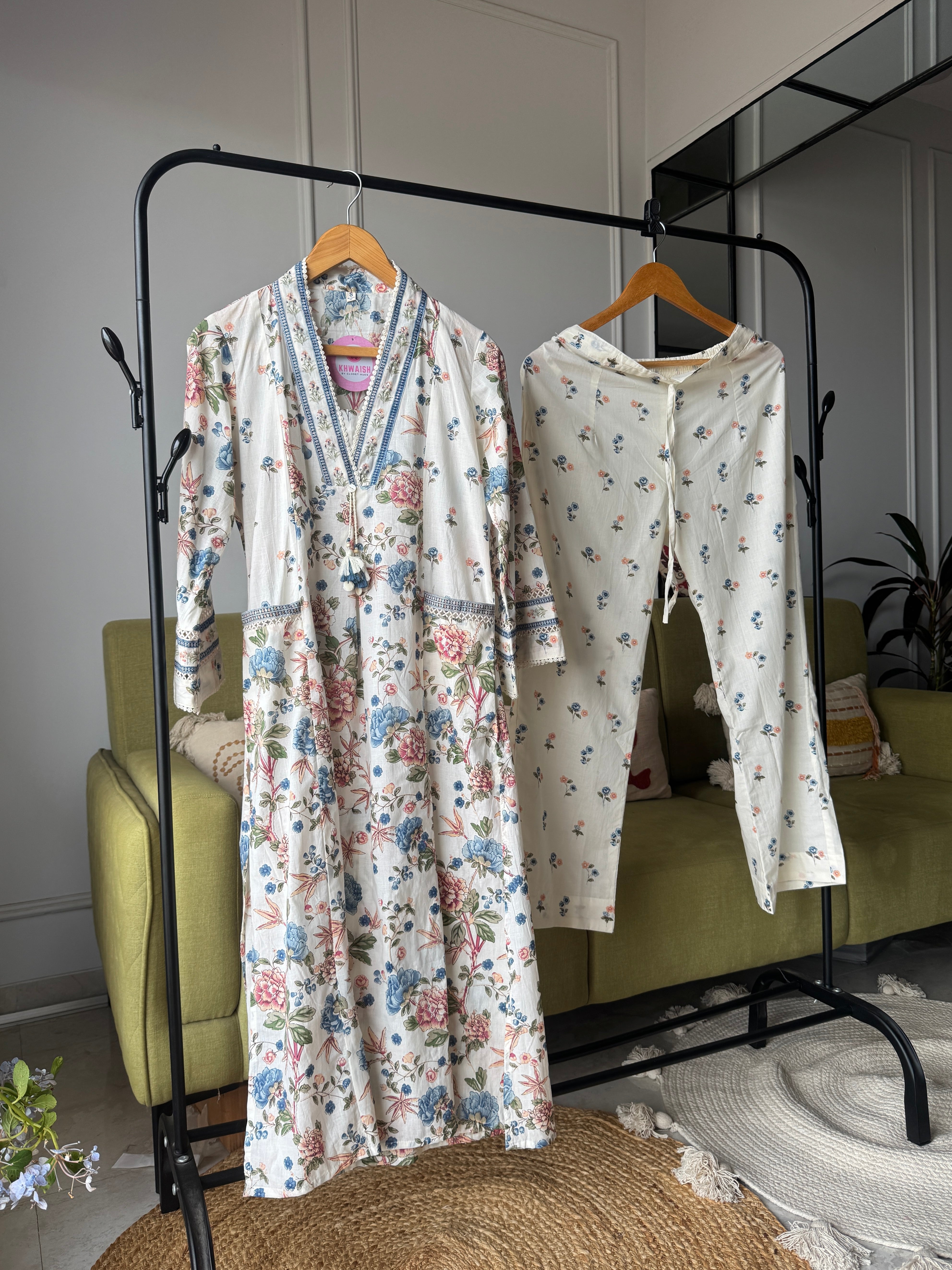 Hetali Bell Sleeves Floral Side Cut Dress