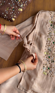 Vani Silk Coord Set- Peach