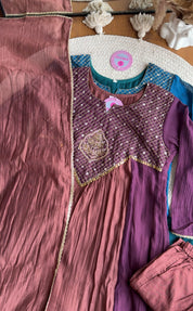 Alia Dual Tone Mul Chanderi Dress- Brown 🤎