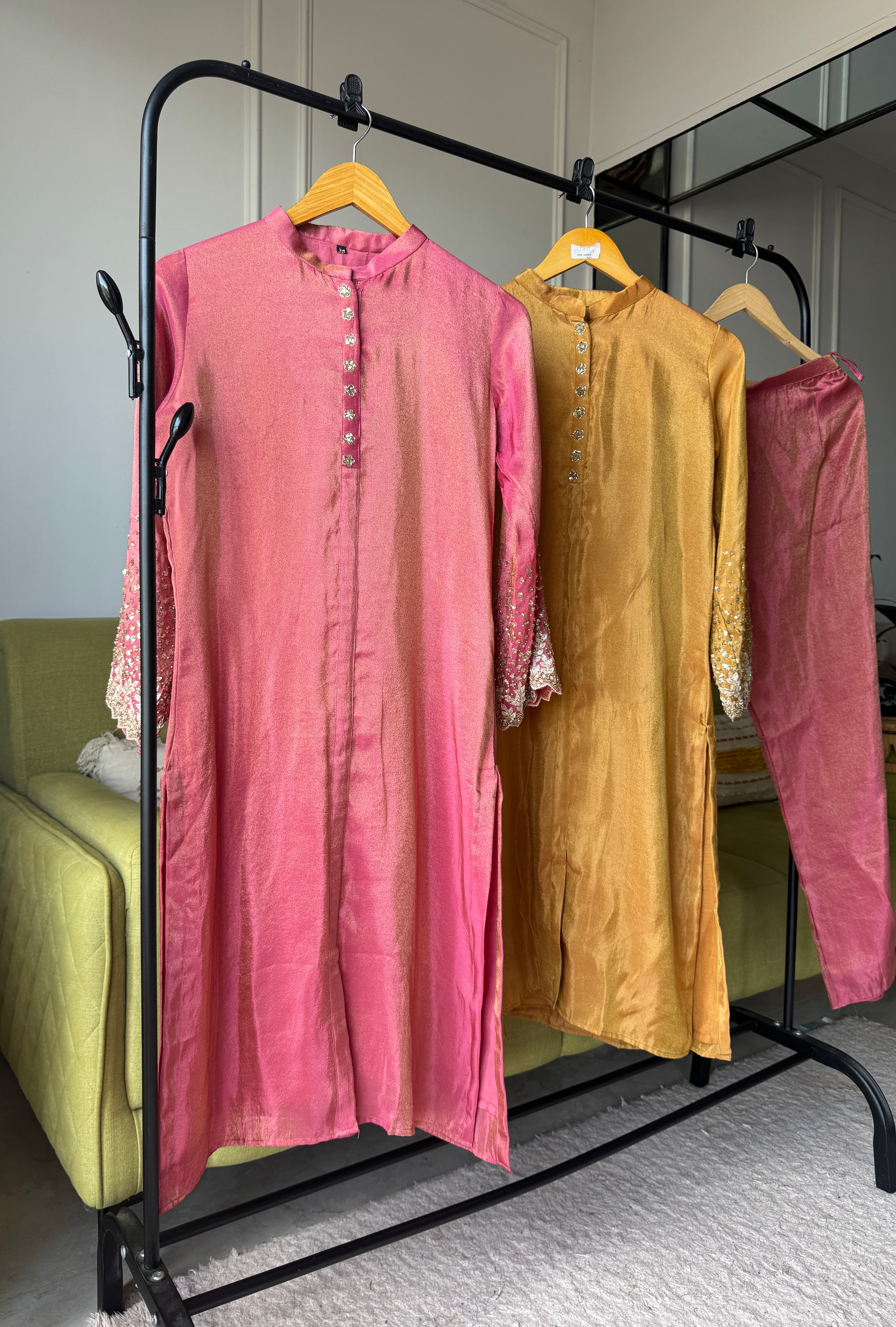 Kalpna Sequin Work Tissue Aline Kurta And Plazzo Set