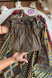 Heer Chequered Cotton Dress-Brown