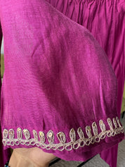Pratima Mul Chanderi Handwork Dress- Wine