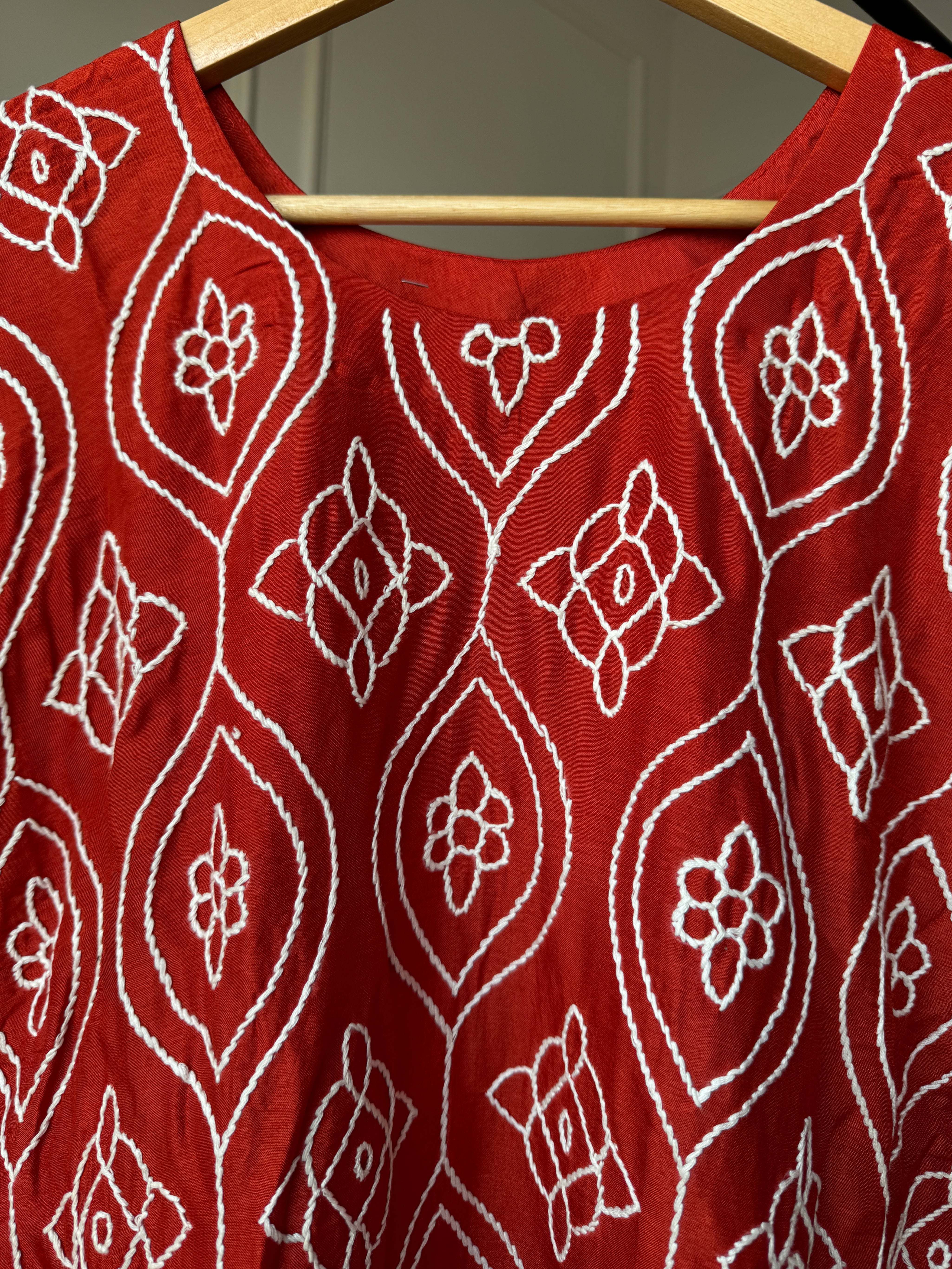 Haniya Embroided Dress- Rust