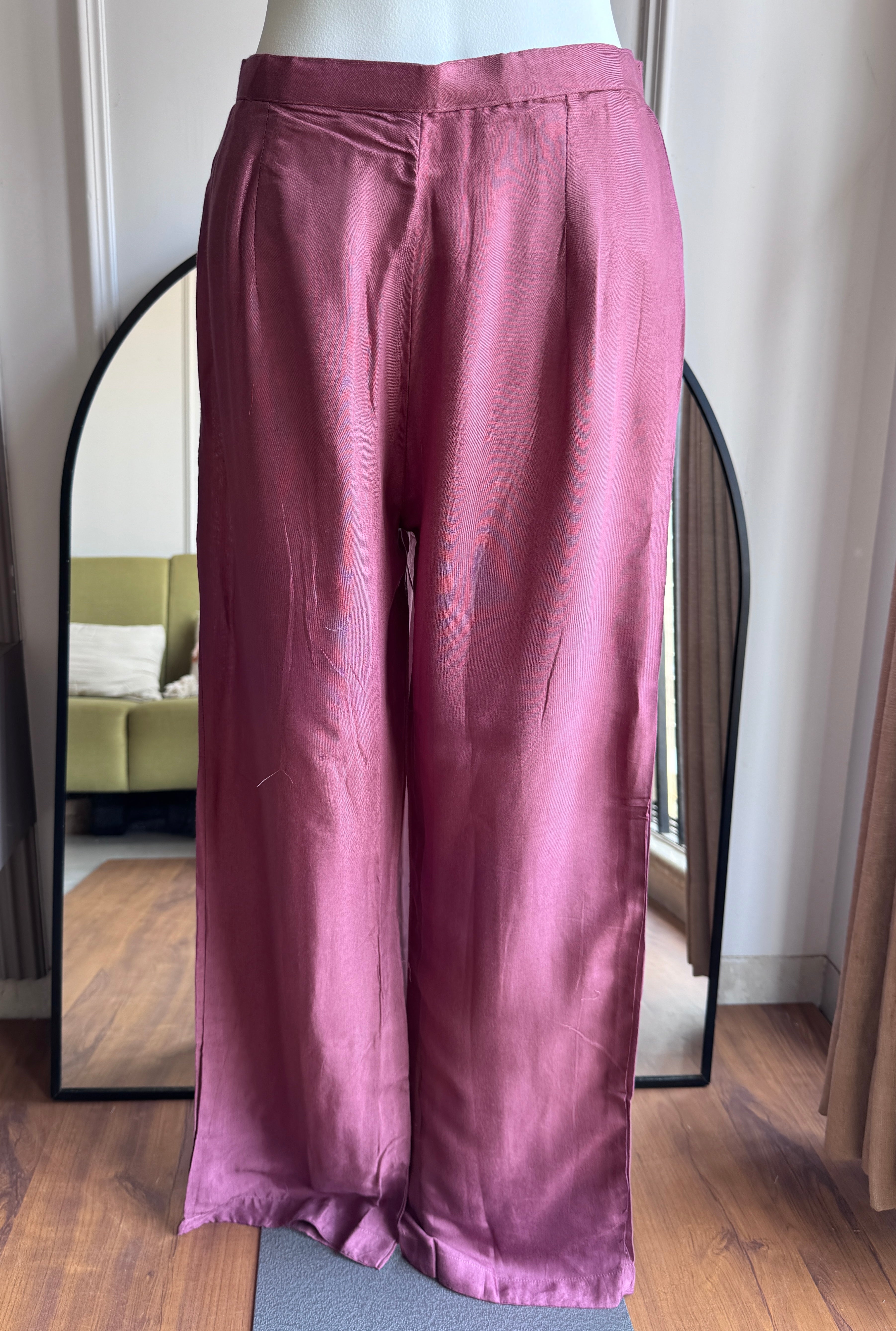 Aanaya Mul Chanderi  Hand work Dress- Onion Pink