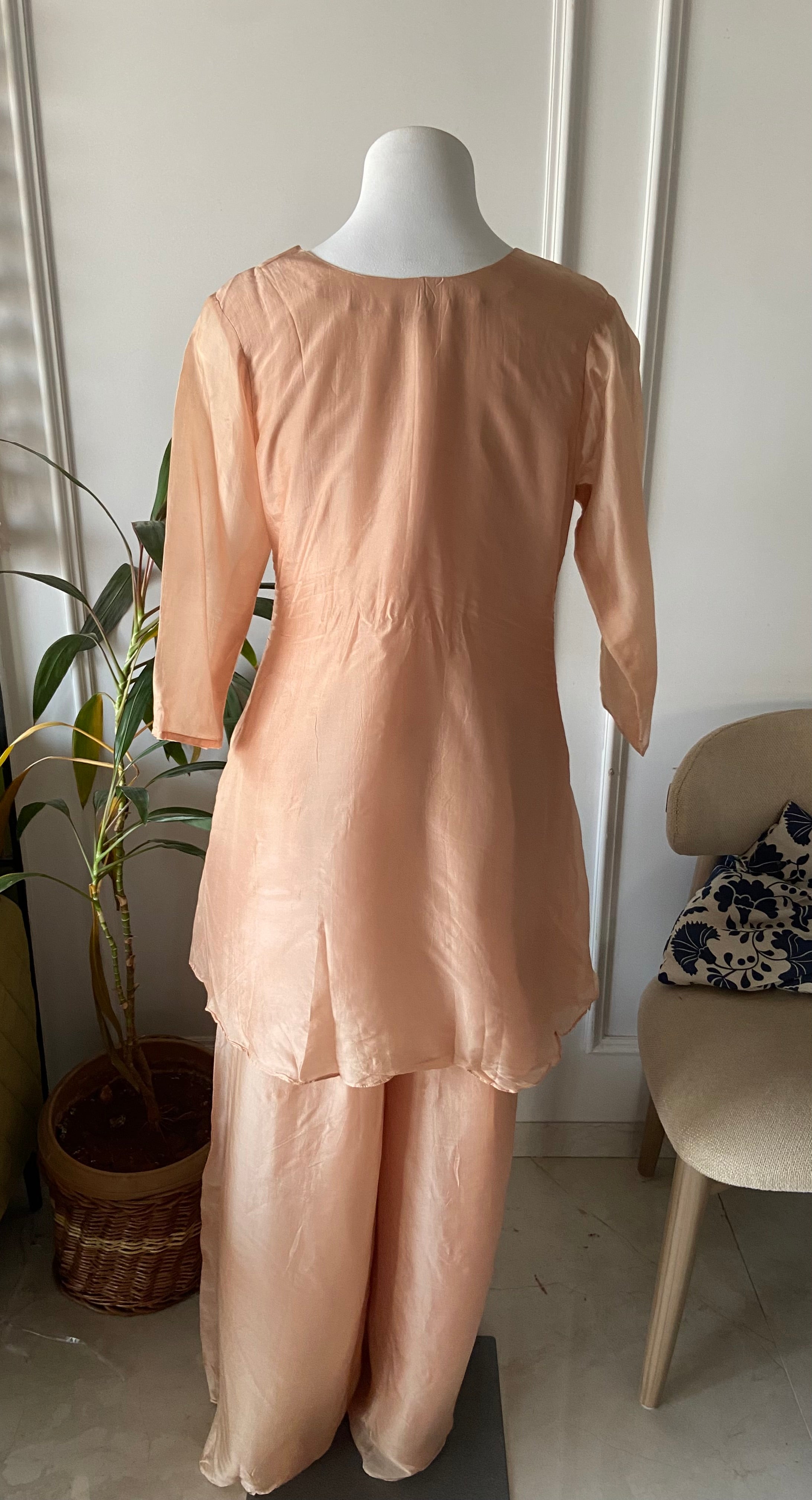 Shivani Handwork Coord Set- Peach