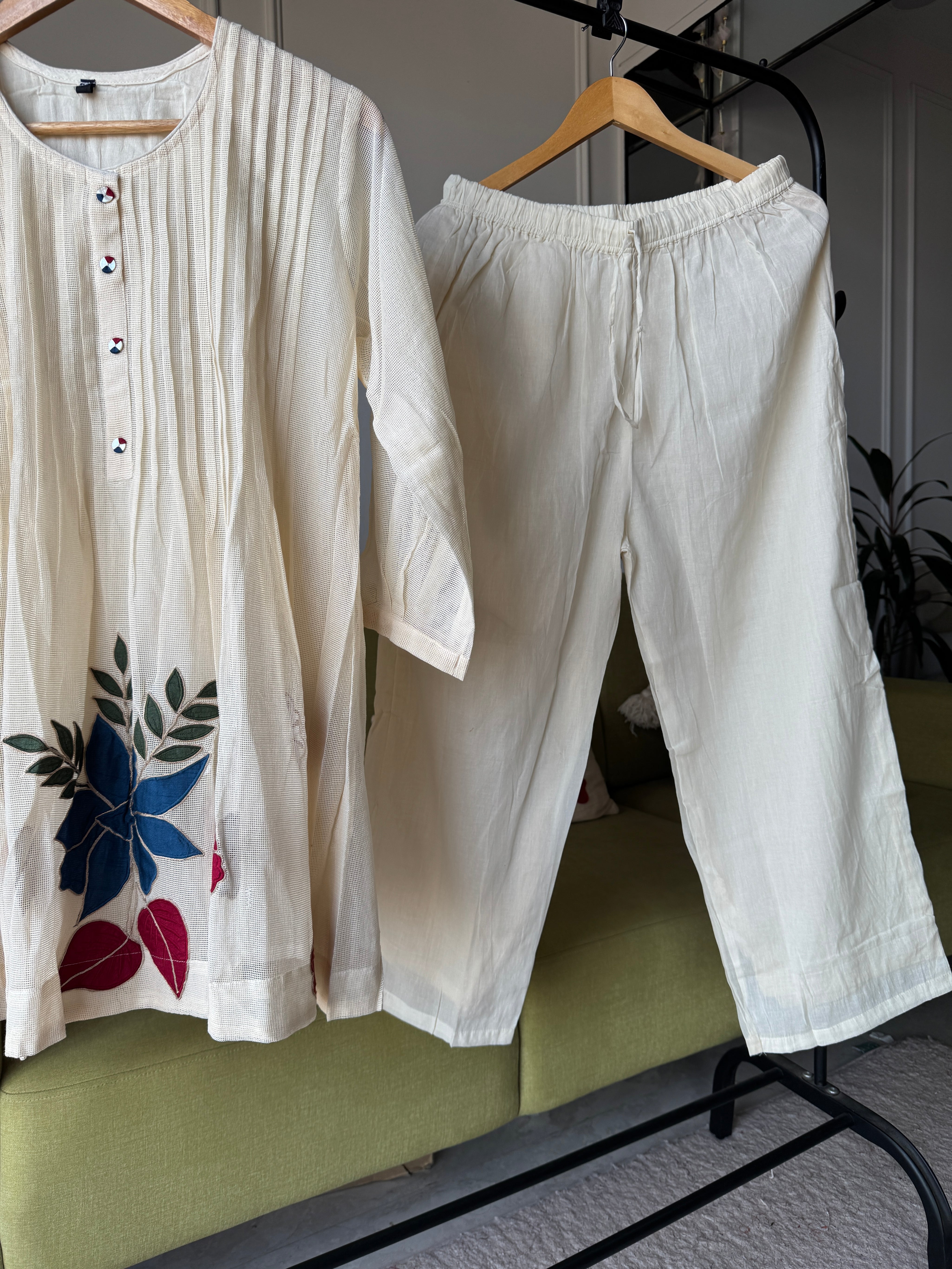 Sudha Embroided Khadi Cotton Coord Set