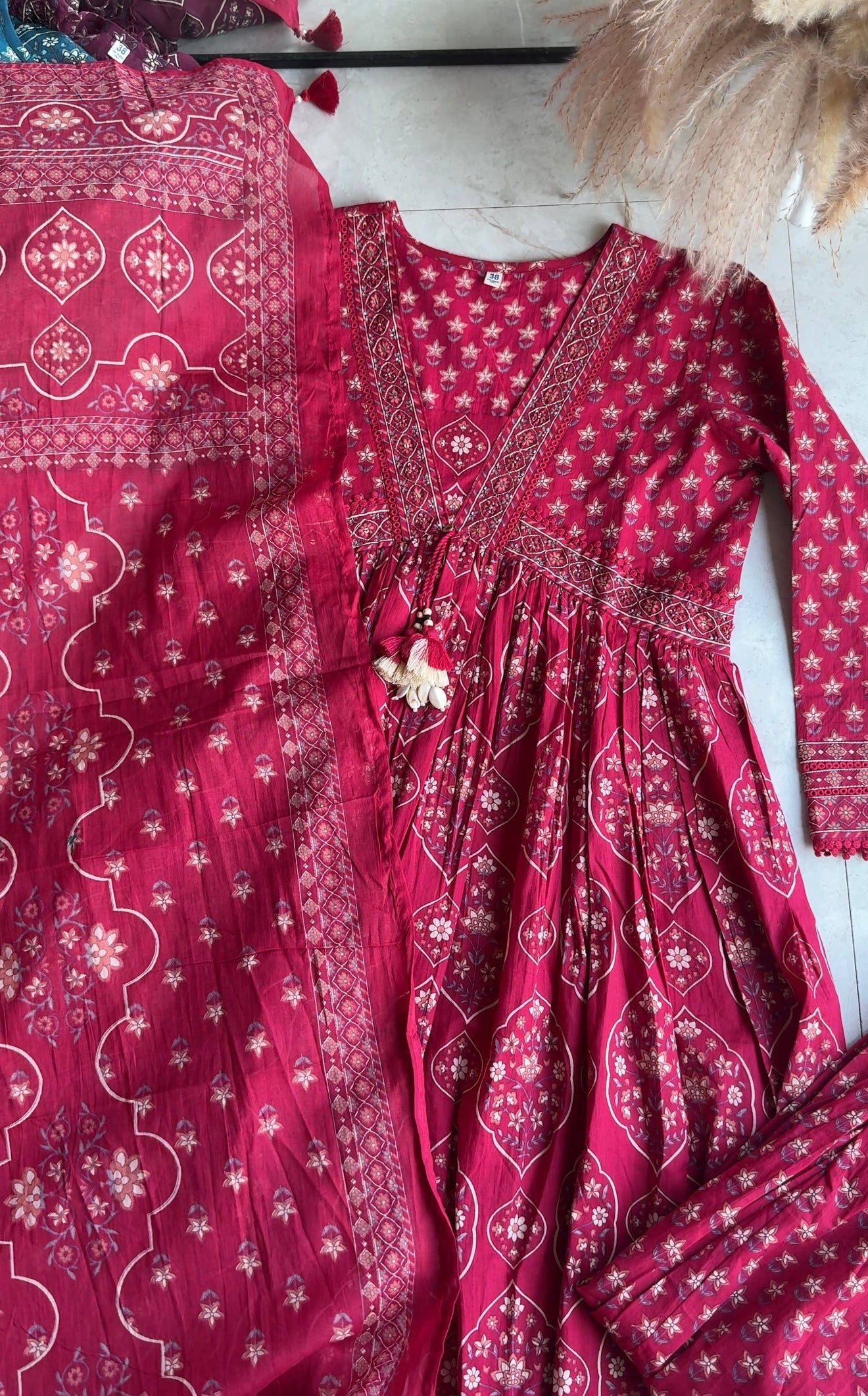Niyati Cotton Anarkali Dress-Pink
