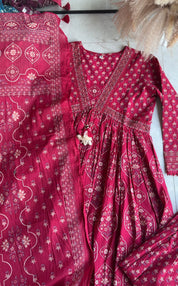 Niyati Cotton Anarkali Dress-Pink