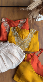 Karishma High Low Top With Padded Blouse And Tulip Pants