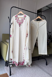 Mahima Embroided Cotton Dress- White