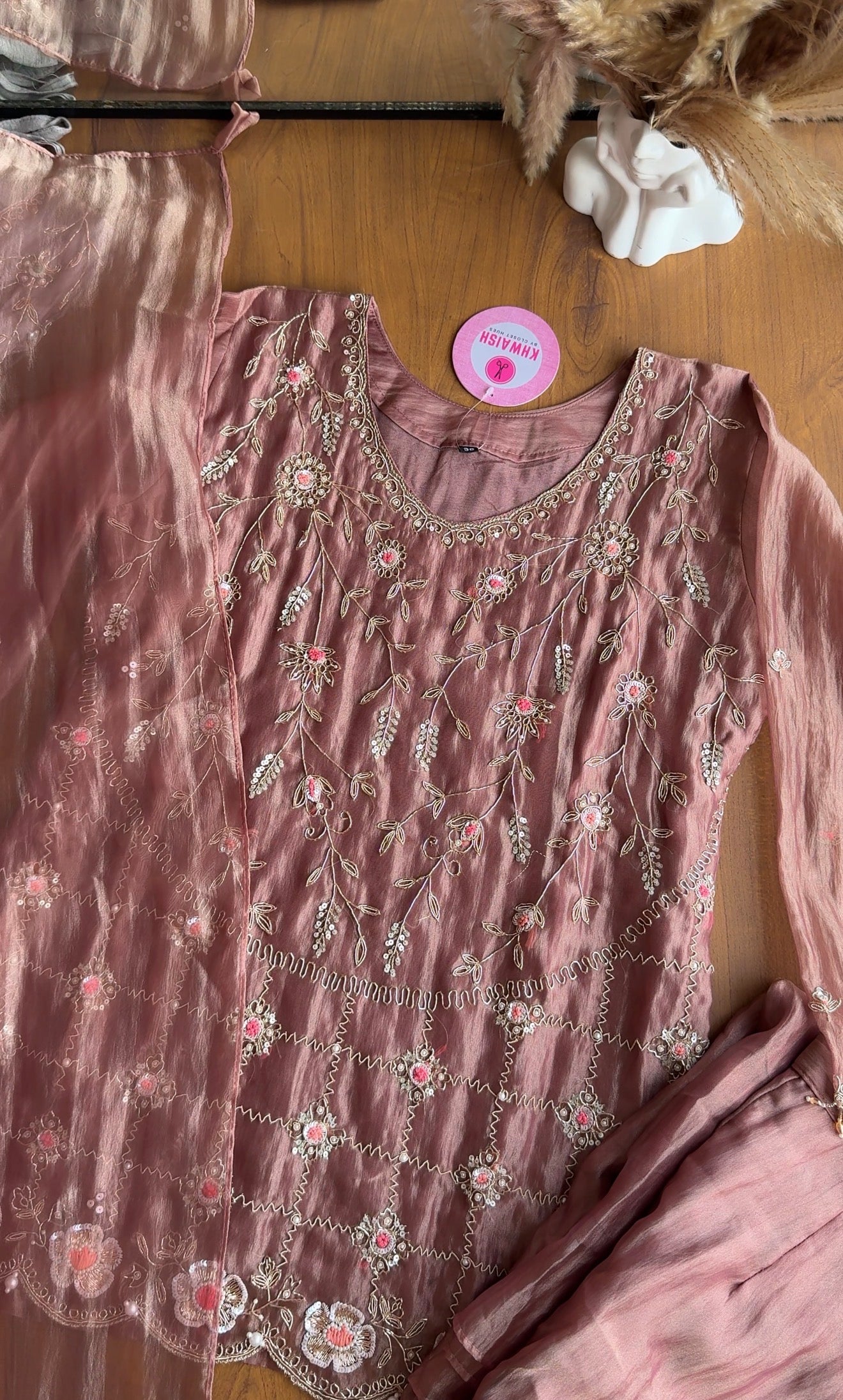 Vidhi Short Kurta And Palazzo Dress- Peach 🍑