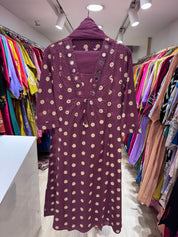 Pavithra Polka Dot Cotton Dress-Purple