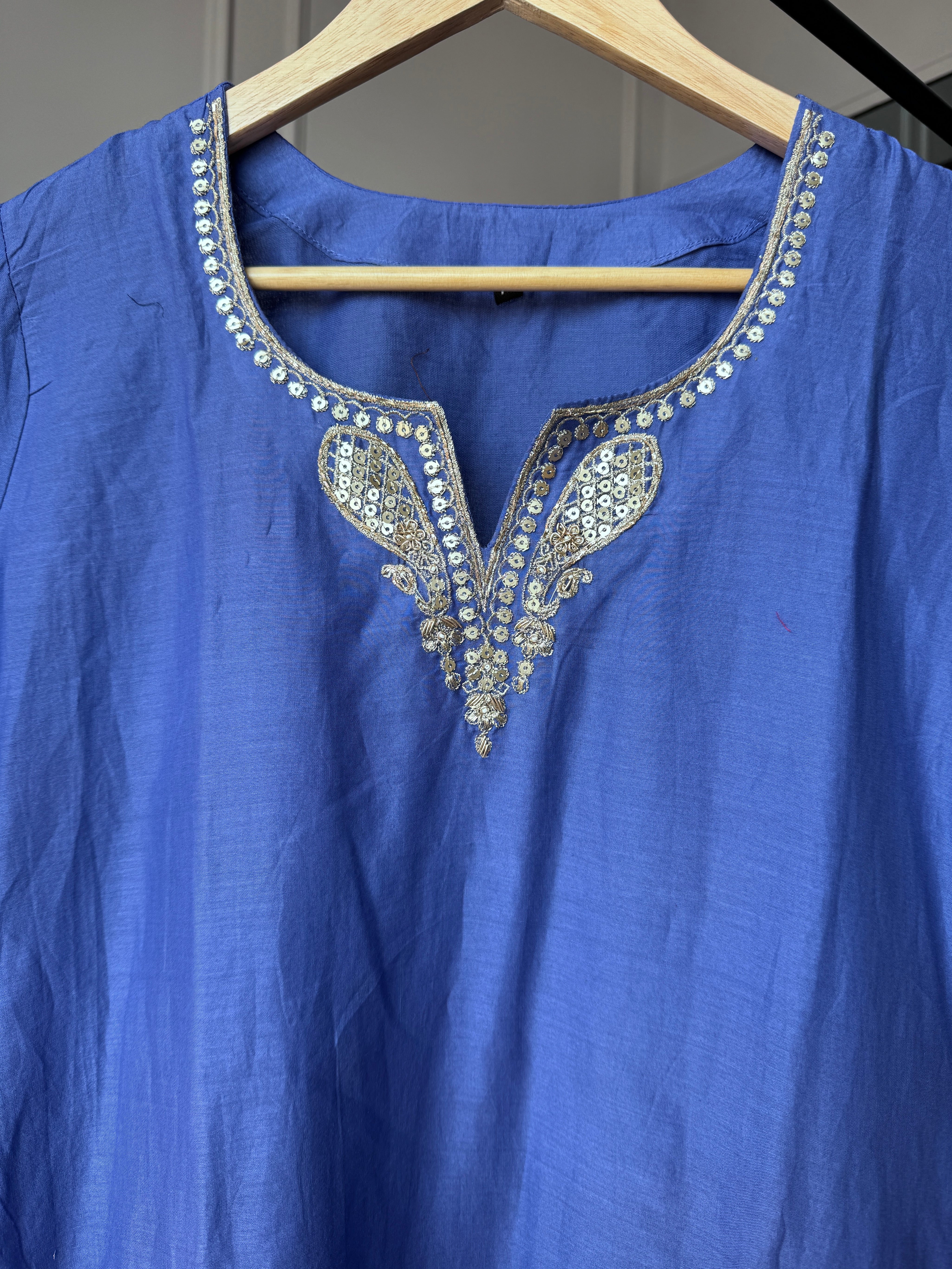 Priya Short Kurta Sharara Dress- Blue