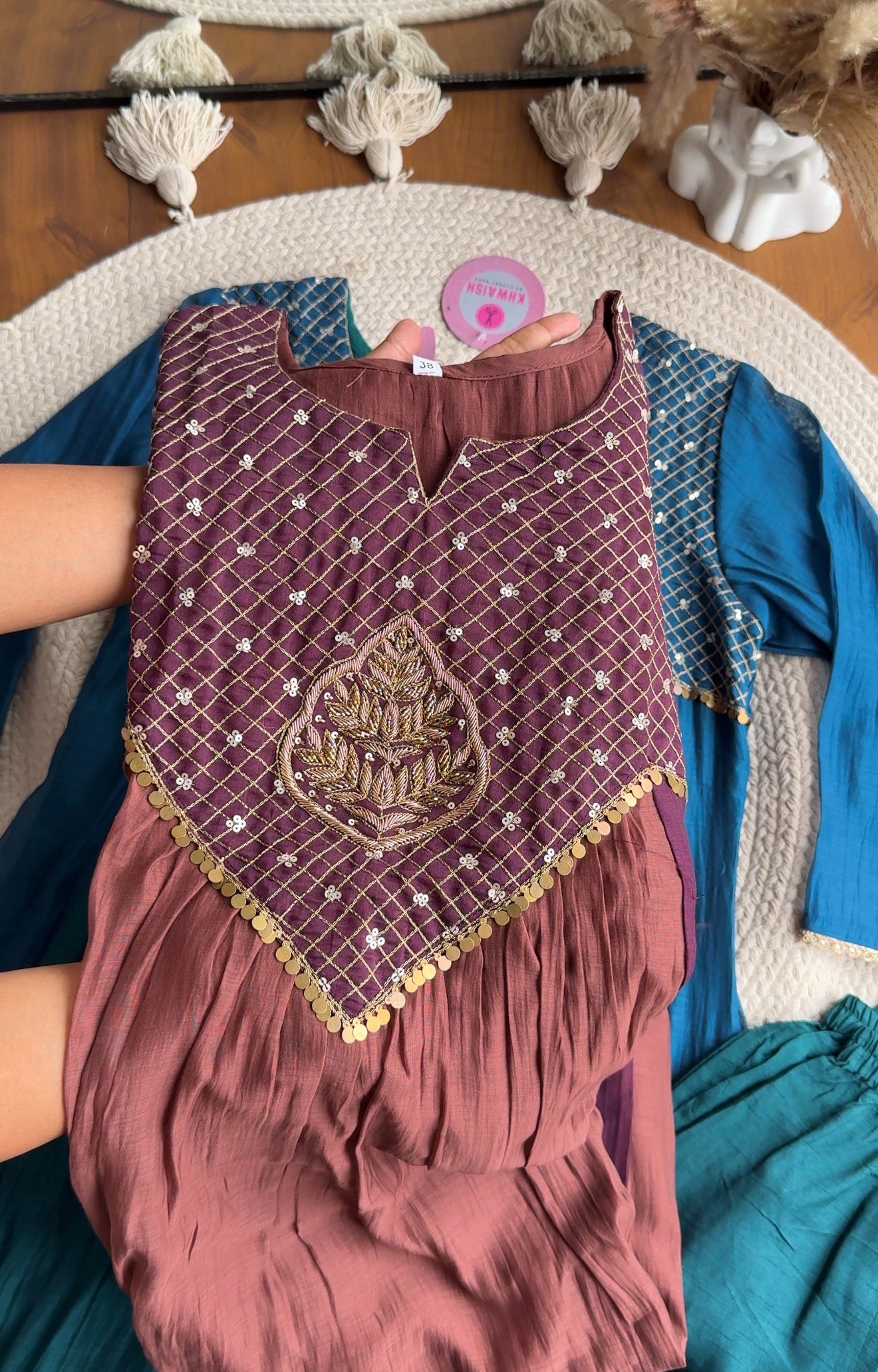 Alia Dual Tone Mul Chanderi Dress- Brown 🤎