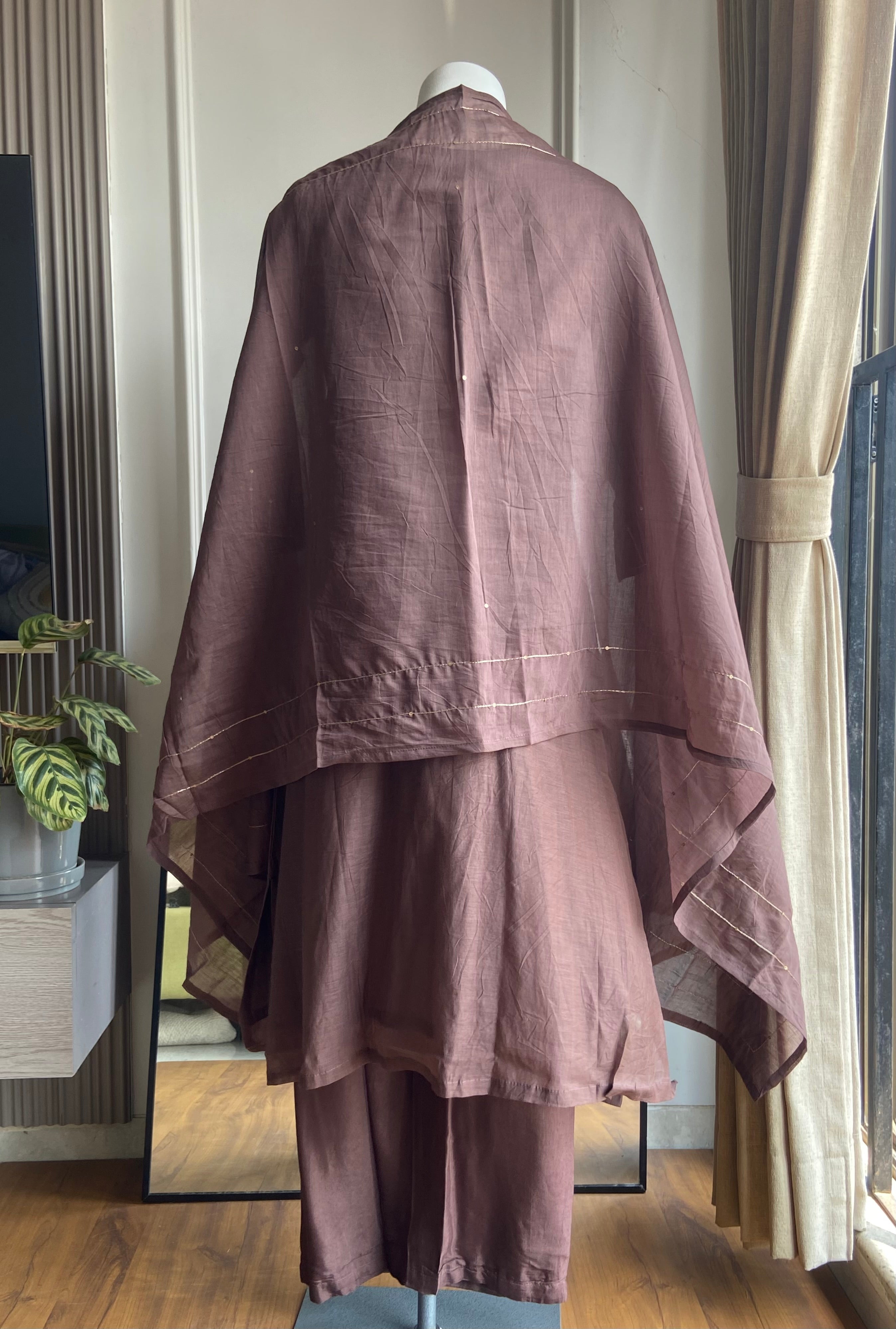 Shaurya mul Chanderi dress- dark wine