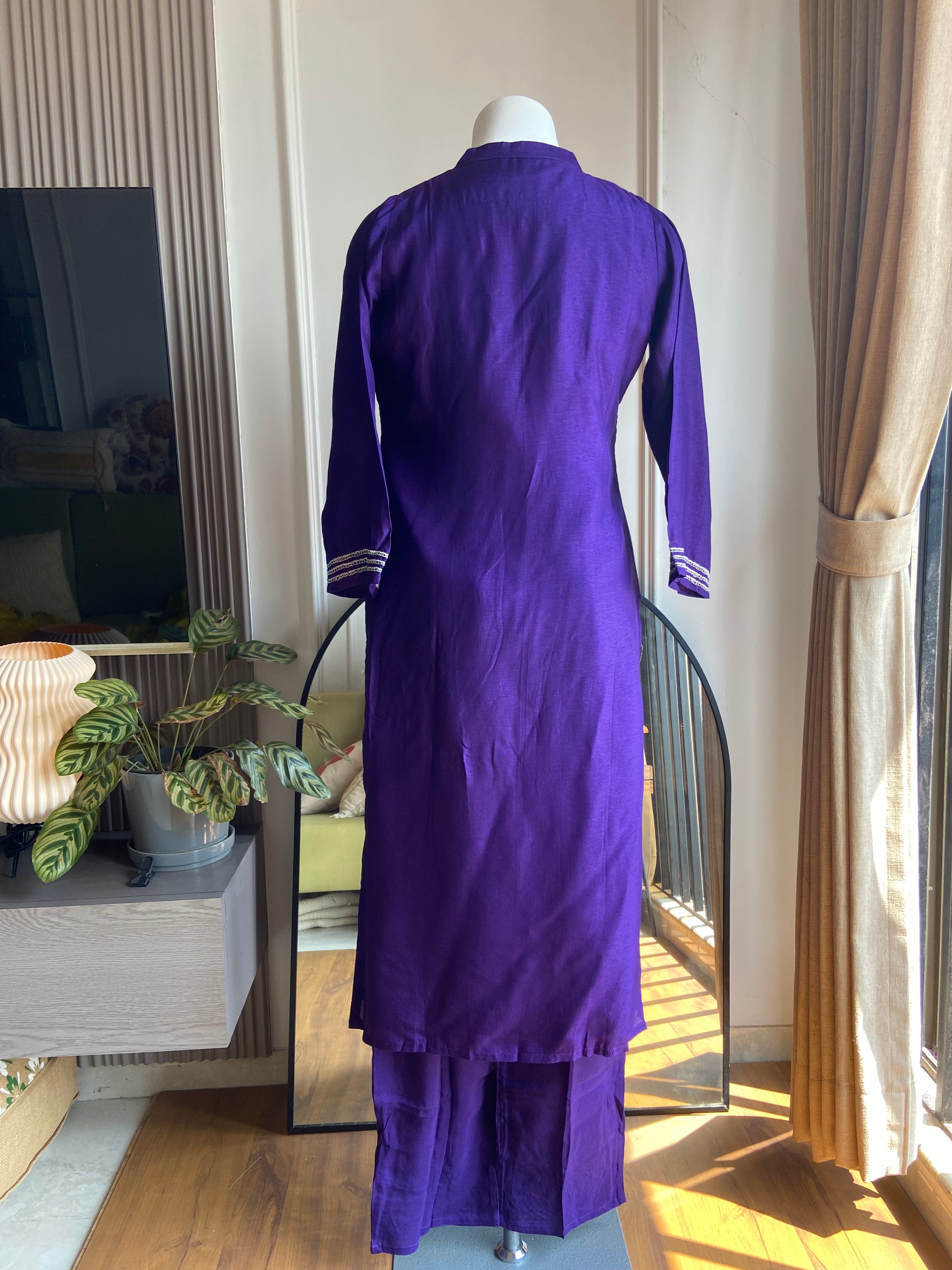 Brinda Cut Work Dress-Purple