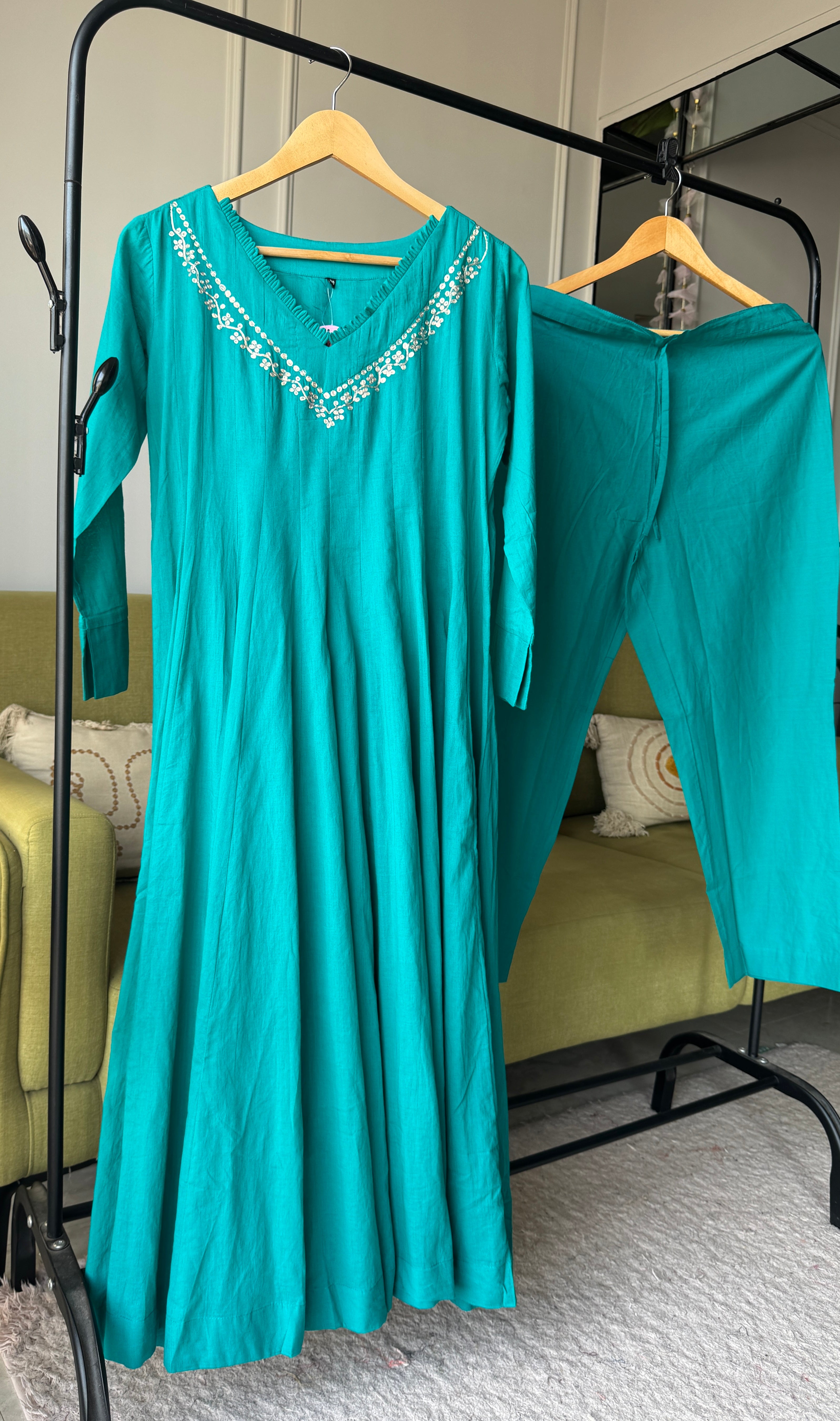 Harshi Mul Cotton Zari Work Dress