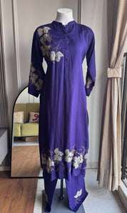 Sampada Applique Patchwork Dress- Purple