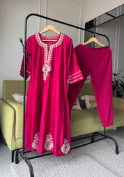 Pavithra Handwork Anarkali Dress- Cherry Red
