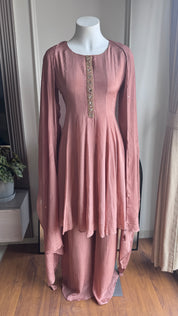 Rupali Handwork Plazzo Dress- Peach (Make to Order)