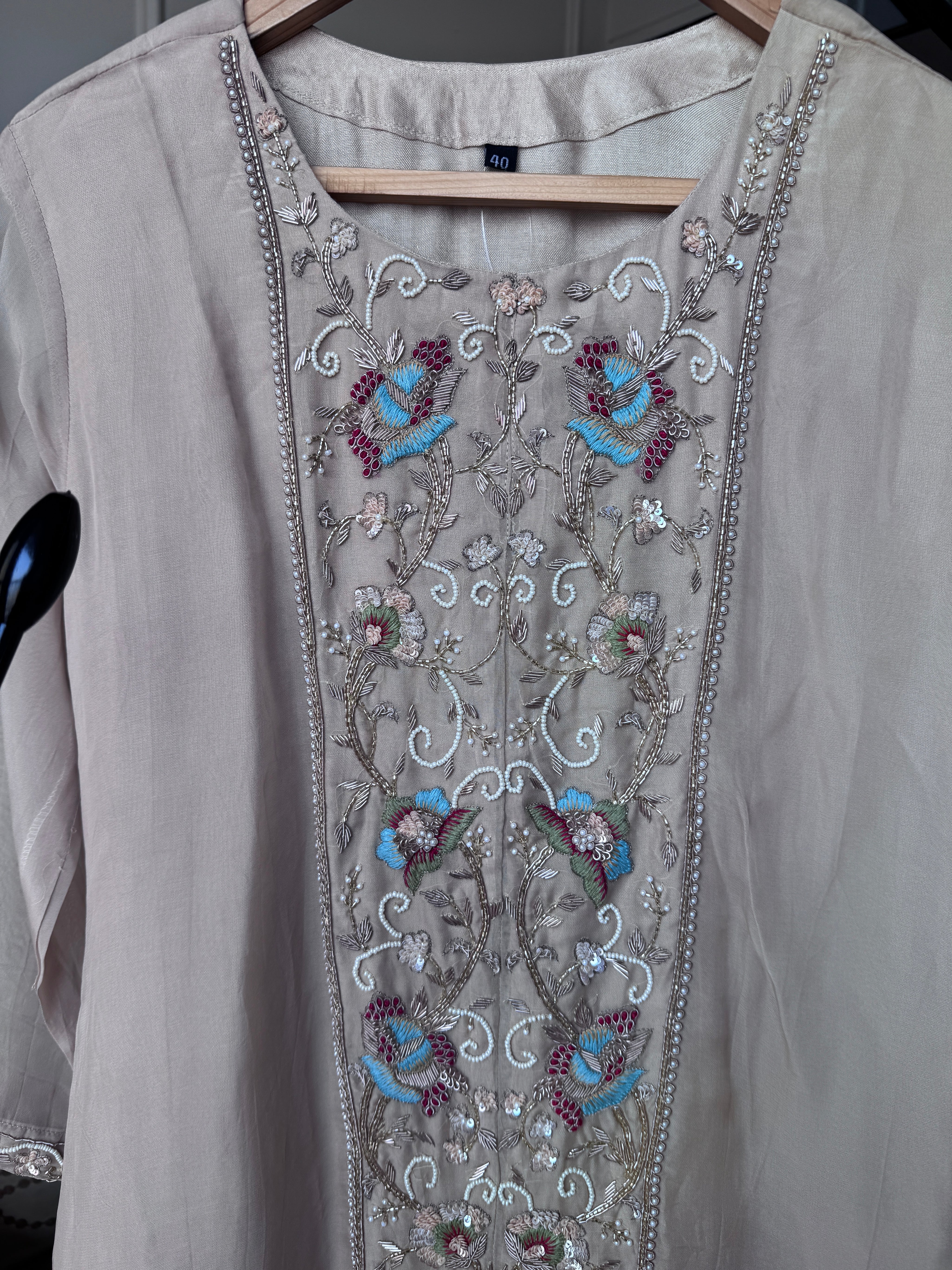 Reshma Handwork Coord Set- Beige (Make to Order)