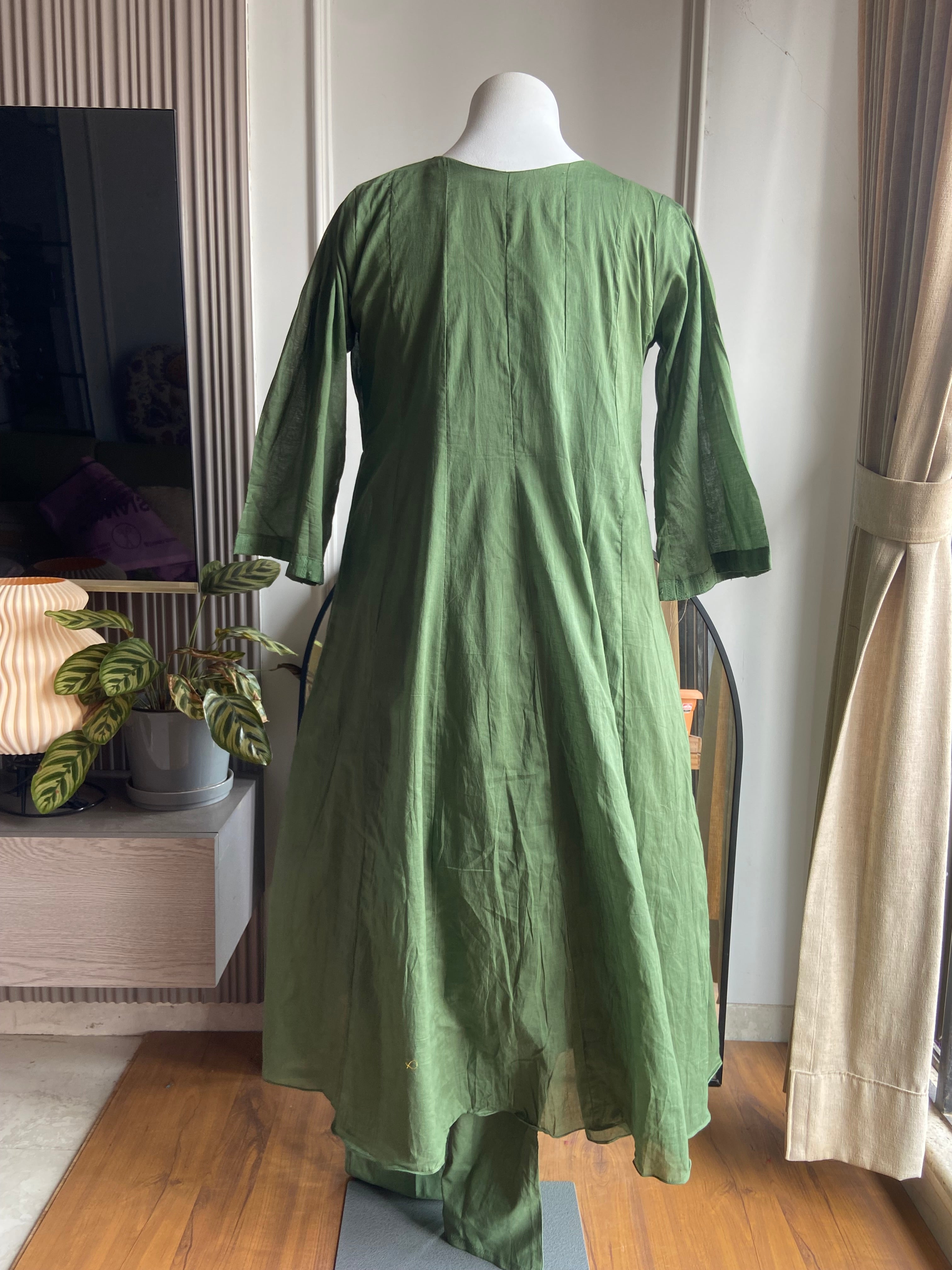 Chanchal   V neck  mul Chanderi dress