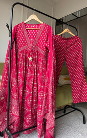 Niyati Cotton Anarkali Dress-Pink