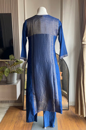 Ravina Tissue and mul Chanderi Aline dress- Blue